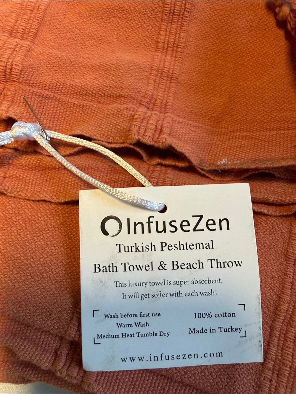 INFUSEZEN Stonewashed Organic Turkish Towel in Orange